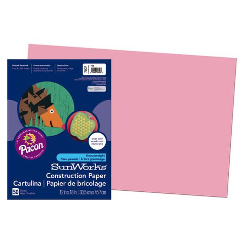 Prang Construction Paper, 12" x 18", Pink, Pack Of 50