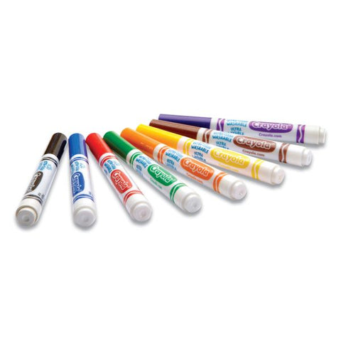 Crayola Ultra-Clean Washable Markers, Fine/Broad Wedge/Chisel Tips, Assorted Colors, 8/Box