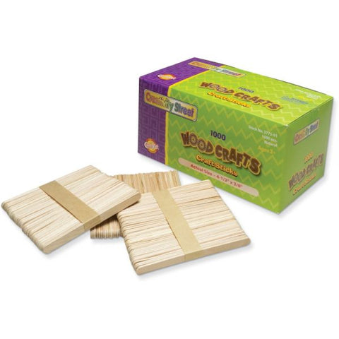 Creativity Street Craft Sticks, 4 1/2" x 3/8", Natural Wood, Pack Of 1,000