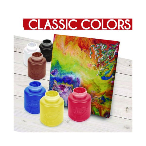 Crayola Acrylic Paint Set, Six Assorted Classic Colors, 2 oz Bottles, 6/Box