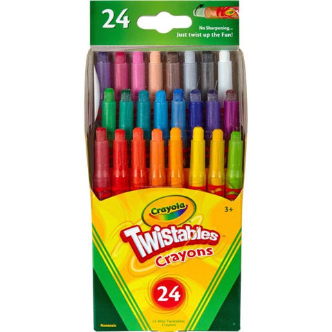 Crayola Twistables Crayons With Plastic Container, Mini Size, Assorted Colors, Pack Of 24 Crayons