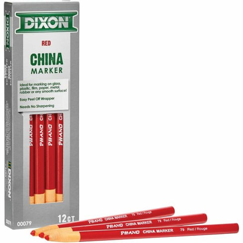 Dixon Phano China Markers, Red, Box Of 12