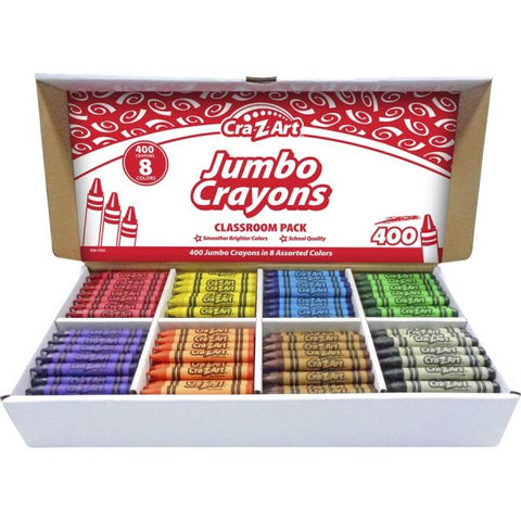 Cra-Z-Art Jumbo Crayons, 8 Assorted Colors, 400/Pack