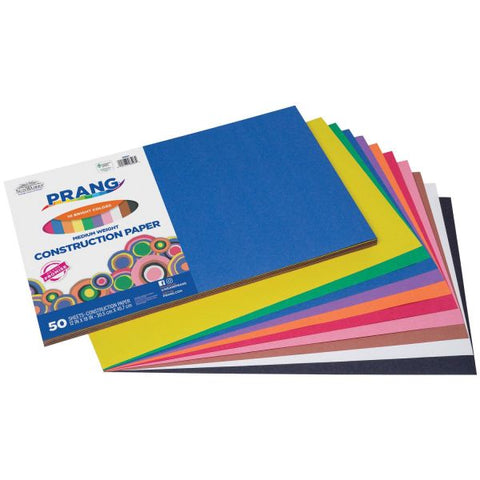 Prang SunWorks Construction Paper, 50 lb Text Weight, 12 x 18, Assorted Colors, 50 Sheets/Pack, 25 Packs/Carton