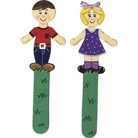 Chenille Kraft People-Shaped Wood Craft Sticks, Natural, 5 3/8", Pack Of 36