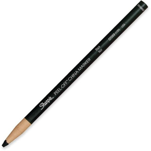 Sharpie Peel-Off China Markers, Black, Box Of 12