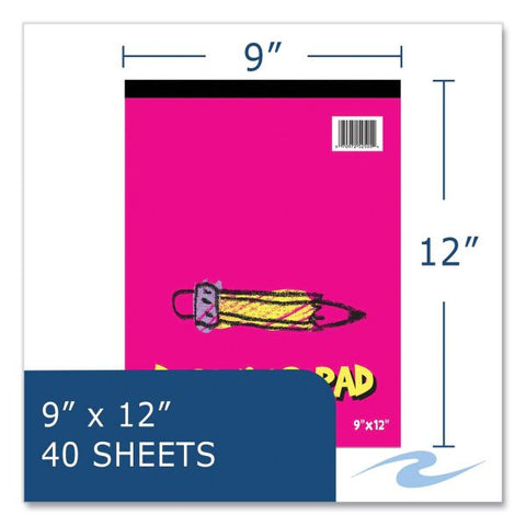 Roaring Spring Kids Drawing Pad, 40 White 9 x 12 Sheets, 12/Carton