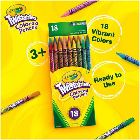 Crayola Twistables Color Pencils, Assorted Colors, Set Of 18