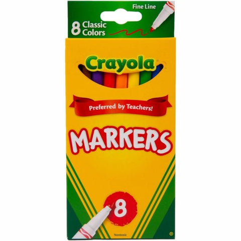 Crayola Fine Line Markers, Assorted Classic Colors, Box Of 8