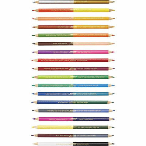 Prang Duo-Color Colored Pencil Sets, 3 mm, 2B, Assorted Lead and Barrel Colors, 18/Pack