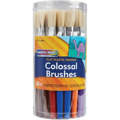 Chenille Kraft Creativity Street Colossal Paint Brushes, Natural, Flat, Assorted, Set Of 30