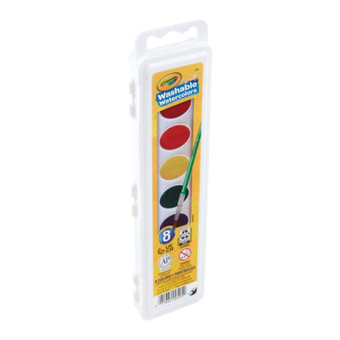 Crayola Washable Watercolor Set With Brush, Assorted Colors