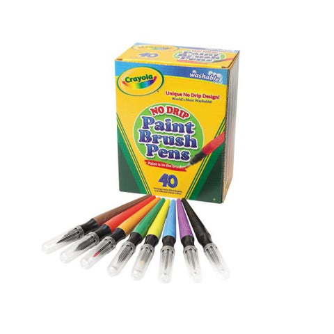 Crayola Washable Paint Brush Pens, Assorted Colors, Box Of 40