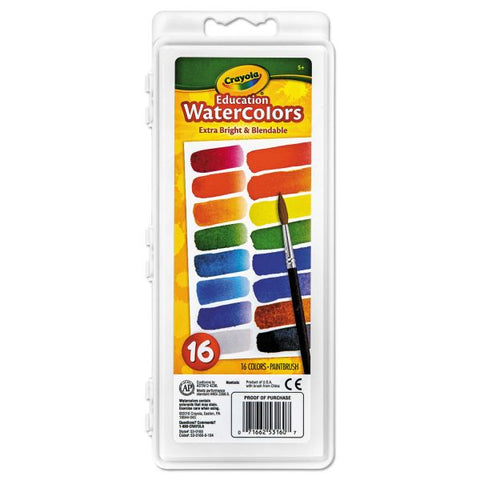 Crayola Watercolors, 16 Assorted Colors, Palette Tray