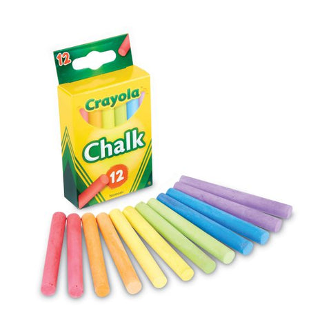 Crayola Colored Chalk, 3-5/16", Assorted Colors, Box Of 12 Pieces