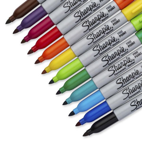 Sharpie Permanent Fine-Point Markers, Assorted Colors, Pack Of 12 Markers