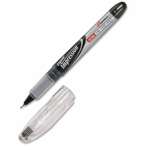 SKILCRAFT Liquid Impressions Markers, Extra Fine Point, Black, Pack Of 12 (AbilityOne 7520-01-519-4373)