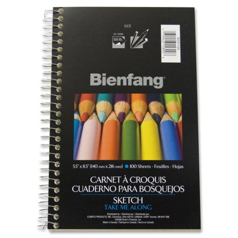 Bienfang Sketchbook, 8 1/2" x 5 1/2", 100 Sheets (200 Pages), White