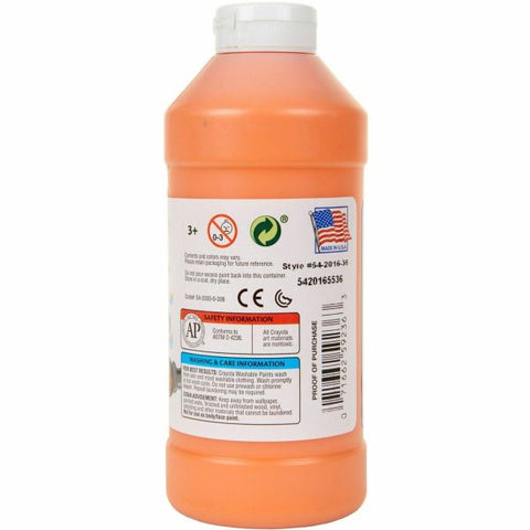 Crayola Washable Paint, Orange, 16 Oz