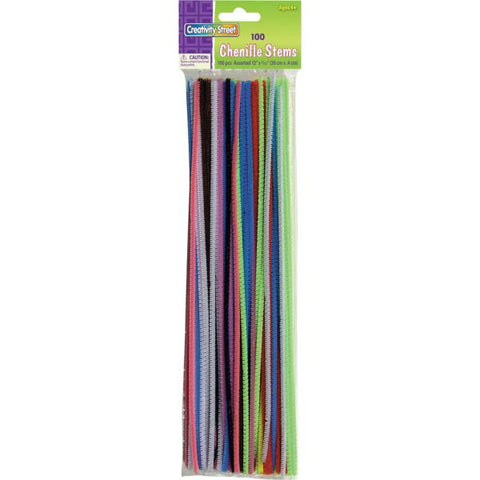 Creativity Street Chenille Stems, 4mm x 12", Assorted Colors, Pack Of 100