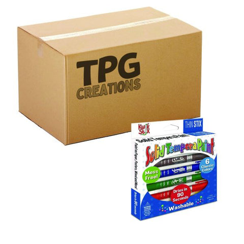 TPG Creations Thin Stix Tempera Paint Set, 6 Assorted Classic Colors, 6/Set, 24 Sets/Carton