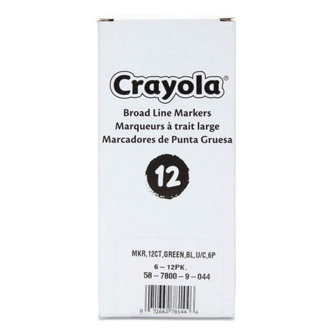 Crayola Broad Line Washable Markers, Broad Bullet Tip, Green, 12/Box