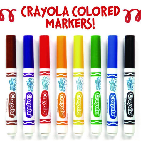 Crayola Broad Line Washable Markers, Broad Bullet Tip, Red, 12/Box