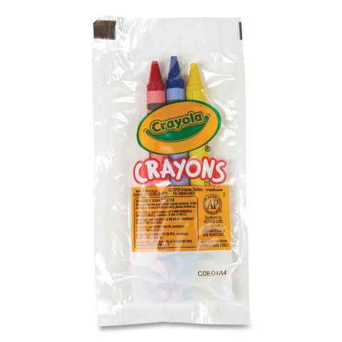 Crayola Washable Crayons, Blue, Red, Yellow 3/Pack, 360 Packs/Carton