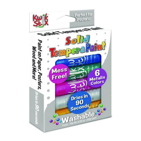 TPG Creations Kwik Stix Tempera Paint Set, 6 Assorted Metallic Colors, 6/Set, 24 Sets/Carton