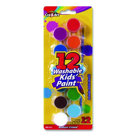 Cra-Z-Art Washable Kids' Paint Set, with Artist Brush, 12 Assorted Colors/Pack