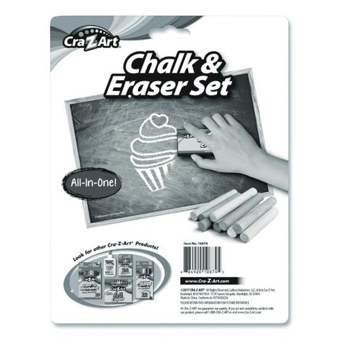 Cra-Z-Art Chalk and Eraser Set, (12) White/(12) Assorted