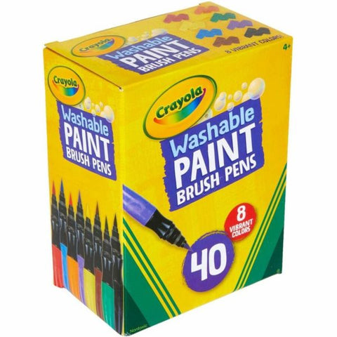 Crayola Washable Paint Brush Pens, Assorted Colors, Box Of 40