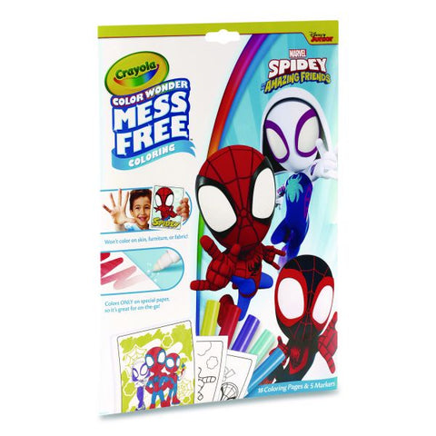 Crayola Spidey and His Amazing Friends Color Wonder Kit, (18) Action-Packed Coloring Pages; (5) Spider-Man Collection Markers