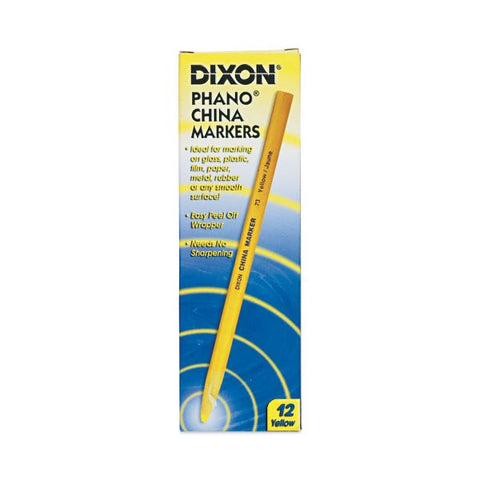 Dixon Phano China Markers, Yellow, Box Of 12