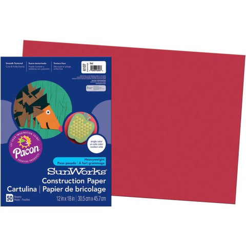 Prang Construction Paper, 12" x 18", Red, Pack Of 50