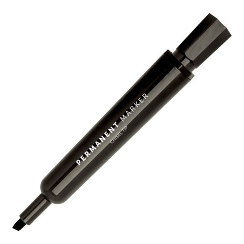 Permanent Markers, Chisel Point, 100% Recycled Plastic Barrel, Black Ink, Pack Of 12