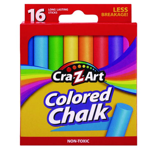 Cra-Z-Art Colored Chalk, Assorted Colors, 16/Pack