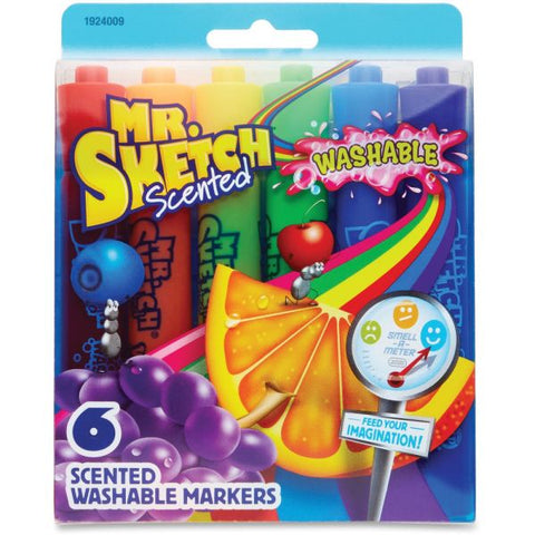 Mr. Sketch Scented Markers, Chisel Point, Assorted Colors, Pack Of 6