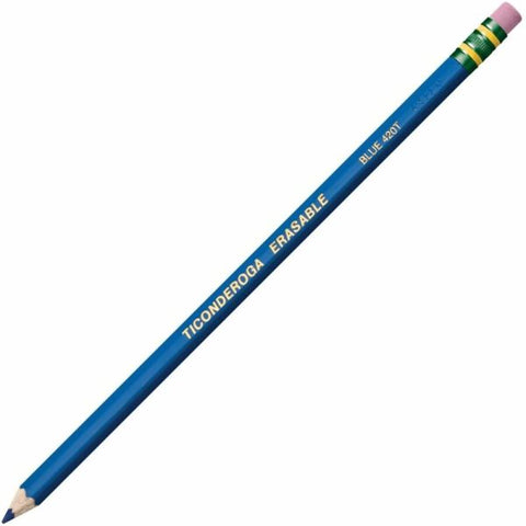 Dixon Eraser-Tipped Checking Pencils, HB Lead, Blue Lead, Pack Of 12 Pencils