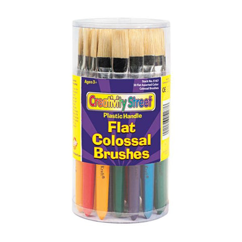 Chenille Kraft Creativity Street Colossal Paint Brushes, Natural, Flat, Assorted, Set Of 30