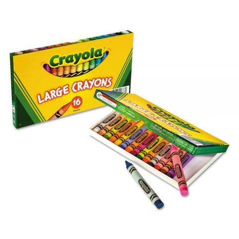 Crayola Crayons, Large, Assorted Colors, Box Of 16 Crayons