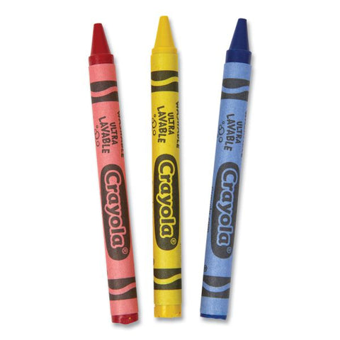 Crayola Washable Crayons, Blue, Red, Yellow 3/Pack, 360 Packs/Carton